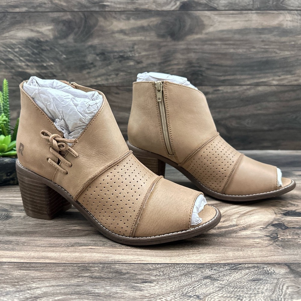 ❌SOLD❌NIB Roan Bed Stu Katherine 9 40 Leather Peep Toe Asymmetrical Booties Bone - Picture 4 of 11